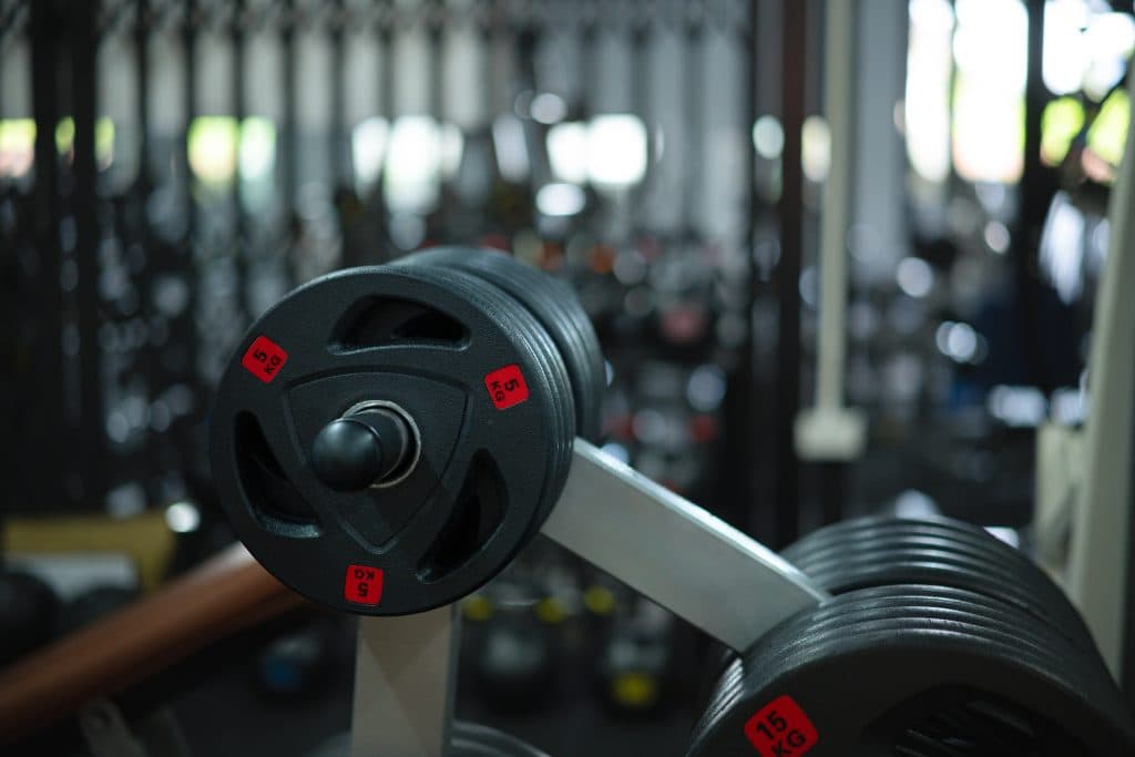 Close-up of clean weight equipment in a gym